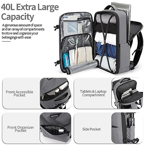 RDTGO Carry on Backpack, 40L Flight Approved Travel Backpack for Men & Women, Expandable luggage Backpack with 4 Packing Cubes, 17 inch Laptop Backpack,Water-Resistant Business Daypack Weekender Bag4