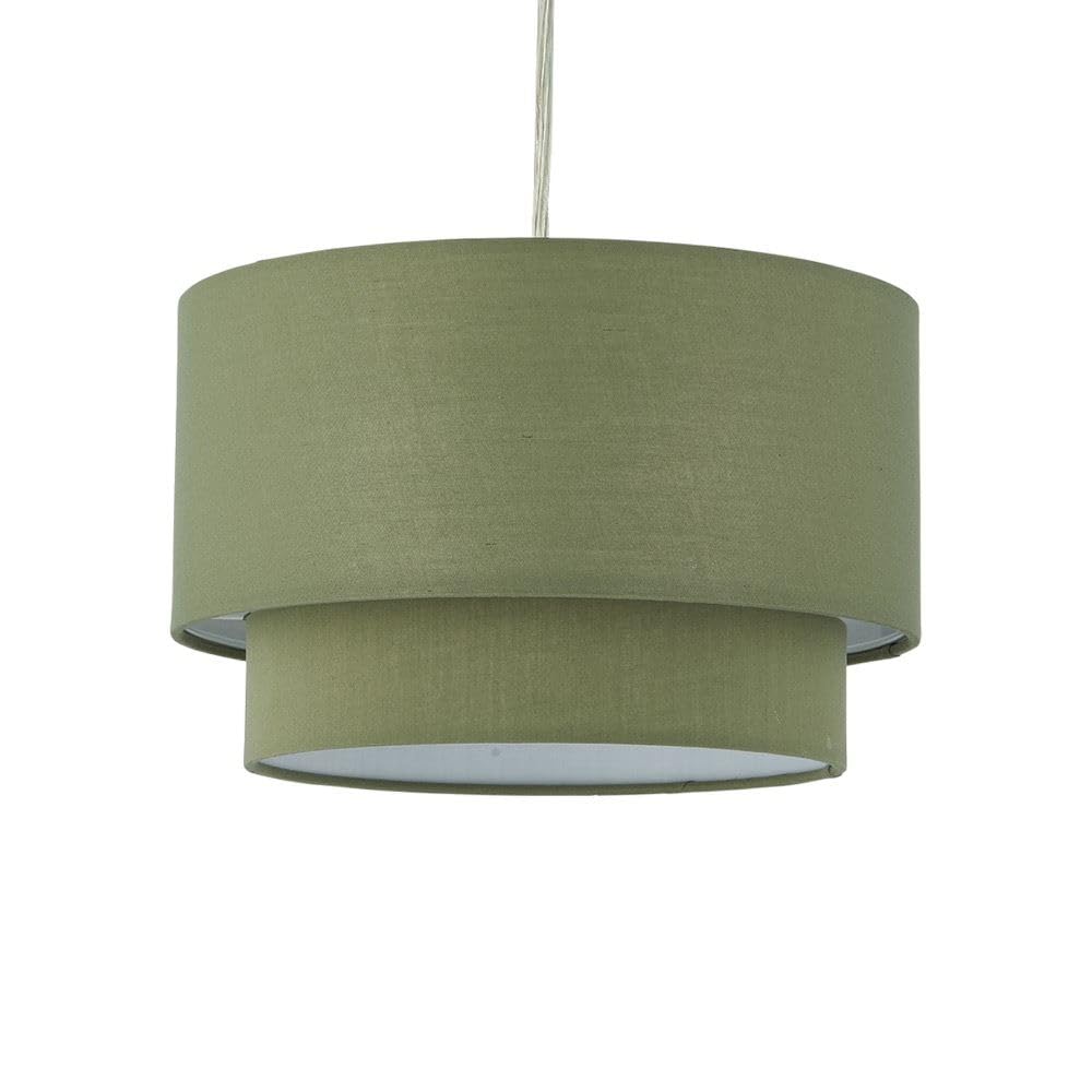 B&Q -  DuoSage Green Cotton 2 Tier Ceiling Light Shade