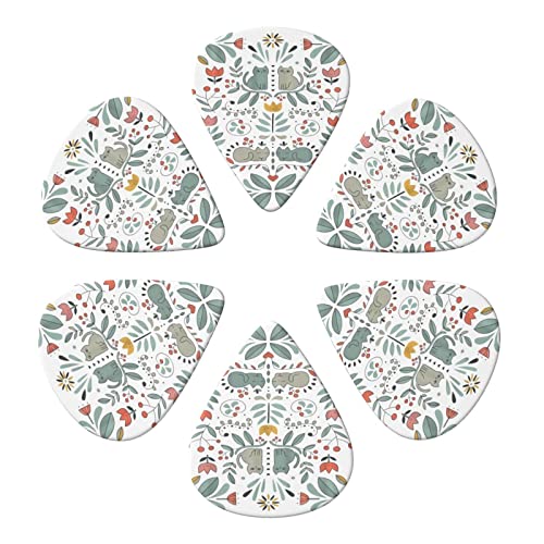 Funny Cats Birds and Flowers Lot de 6 médiators pour guitare acoustique, guitare électrique, basse, ukulélé – Fin, moyen… - Les Beatles, Paul McCartney, John Lennon, RIngo Starr, George Harrison Funny Cats Birds and Flowers Lot de 6 médiators pour guitare acoustique, guitare électrique, basse, ukulélé – Fin, moyen… – Image 5