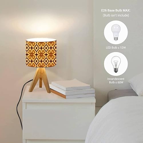 Miniatura 4 de Lámpara pequeña amarilla Lisboa con textura infinita, adorno de café, batik, quemado, étnico, trípode, lámpara de mesa, linda mini mesita de noche,