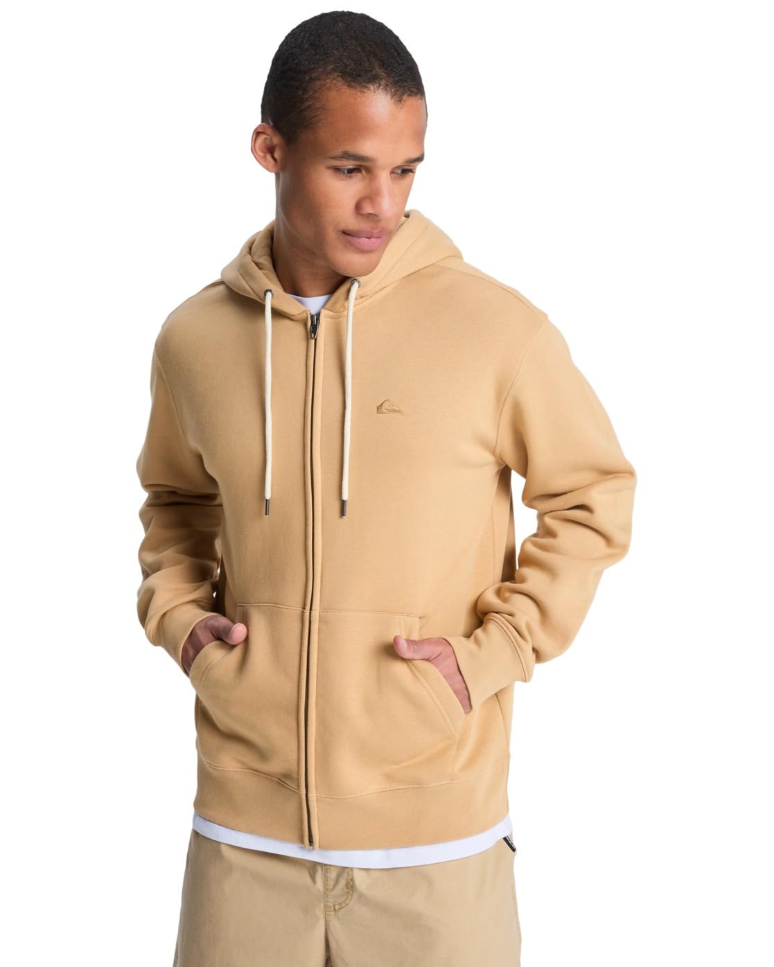 Quiksilver Mens Salt Water Zip Hoodie Cardigan Sweater, Khaki, XXL EU