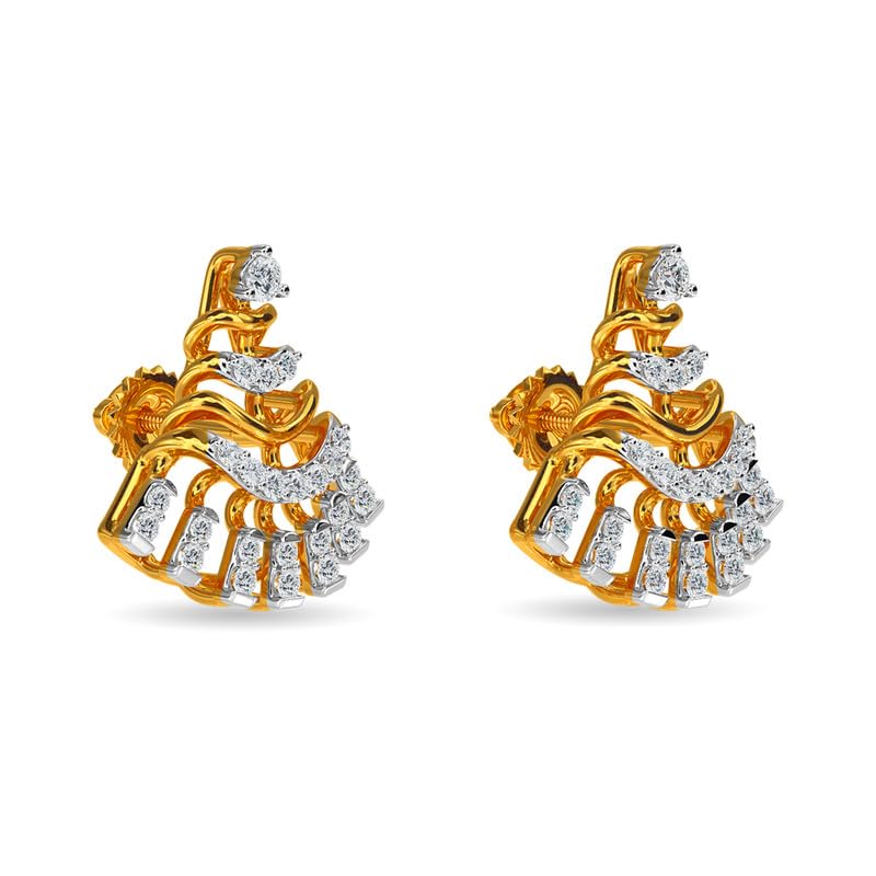 Image of KISNA JEWELS 14KT|18KT BIS Hallmark Pure Gold and Diamond Drops Earrings For Women with Screw Back clouser