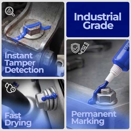 Image of Blue Tamper Proof Cross Check Repair & Maintenance Warranty Seal 1.8 Oz Squeeze Tube Paint Marker - 12 Tubes - Made in USA
