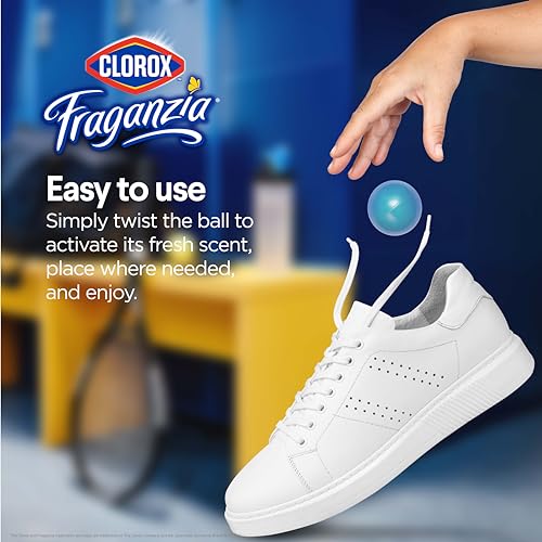 Image of Clorox Fraganzia Deodorizing Balls for Shoes & Small Spaces, Battery-Free No-Plug Air Freshener Pods, Twist-to-Activate Odor Refresher for Gym Bags, Lockers & Drawers, Fresh Ocean Breeze, 6 Count
