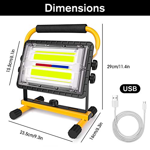 Coquimbo LED Baustrahler Akku, 60W LED Arbeitsleuchte Akku Strahler IP65 Wasserdicht Tragbar Arbeitsscheinwerfer… – Bild 5