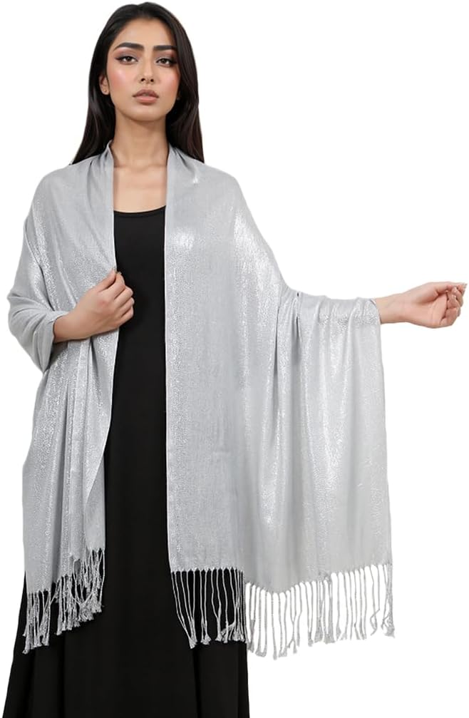 LMVERNA Women's Sparkling Glitter Pashmina Scarf Shimmer Reversible Shawls and Wraps Scarf for Women