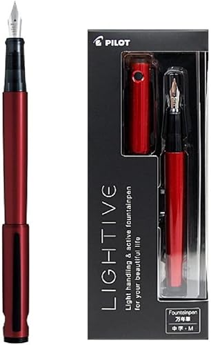 Miniatura 1 de Pilot - Pluma estilográfica luminosa, color rojo activo, punta media, FLT-2SR-AR-M con tinta negra con adhesivo Kanji LOVE de 0.53 x 5.59 pulgadas