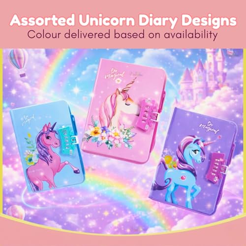 Image of Toy Imagine Unicorn Password Diary for Girls & Boys with Pen | Kids Notebook Diary for Writing & Drawing | Birthday Return Gift | Lock Diary | 80 Pages (Assorted)