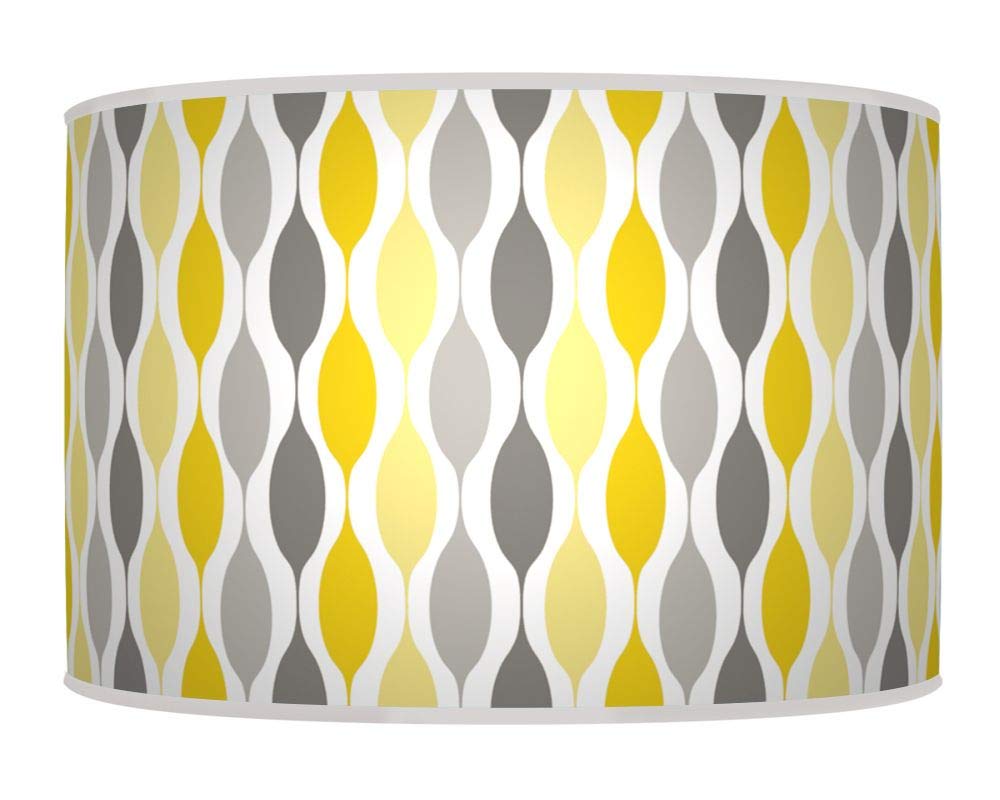 New Geometric Lampshade Mustard Yellow Grey Ceiling Light Drum Lamp Shade Floor Table or Ceiling Pendant Light Shade dz59 (45cm(18")