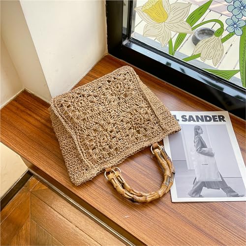 Women's Retro Fashion Large Capacity Shoulder Bag Hollow Woven Wear-resistant Outdoor Travel Beach Bag2