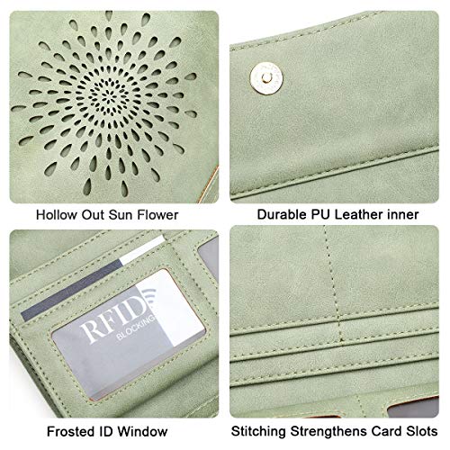Image of APHISON Ladies Soft Leather RFID Long Wallet Trifold Clutch Purse Credit Card Holder Case for Women With Gift Box