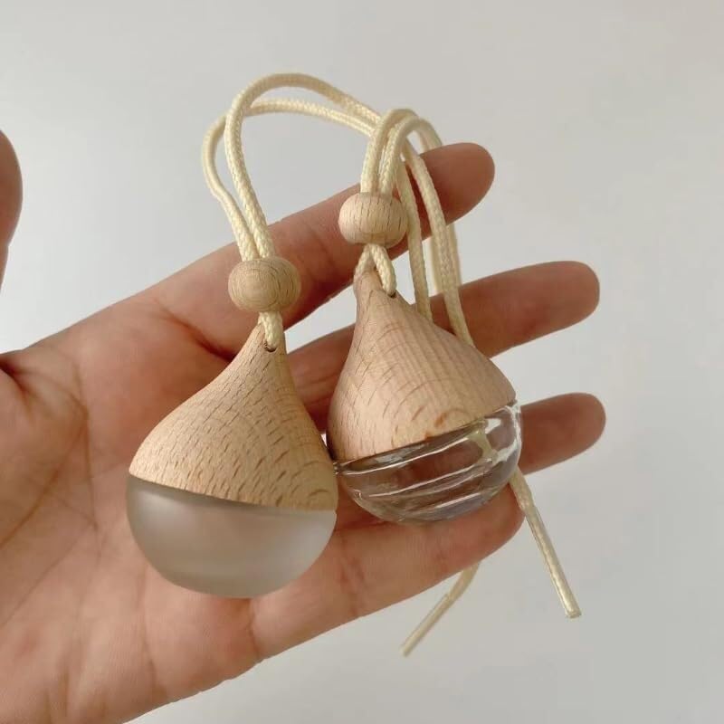 Mini Bottiglie Di Profumo Da Viaggio, Atomizzatore Di Profumo 2 Pezzi Bottiglia Di Profumo Automatica Mini Contenitore 5ml Copertura In Legno Smerigliato Profumo for Auto Ciondolo Bottiglia Di Vetro P