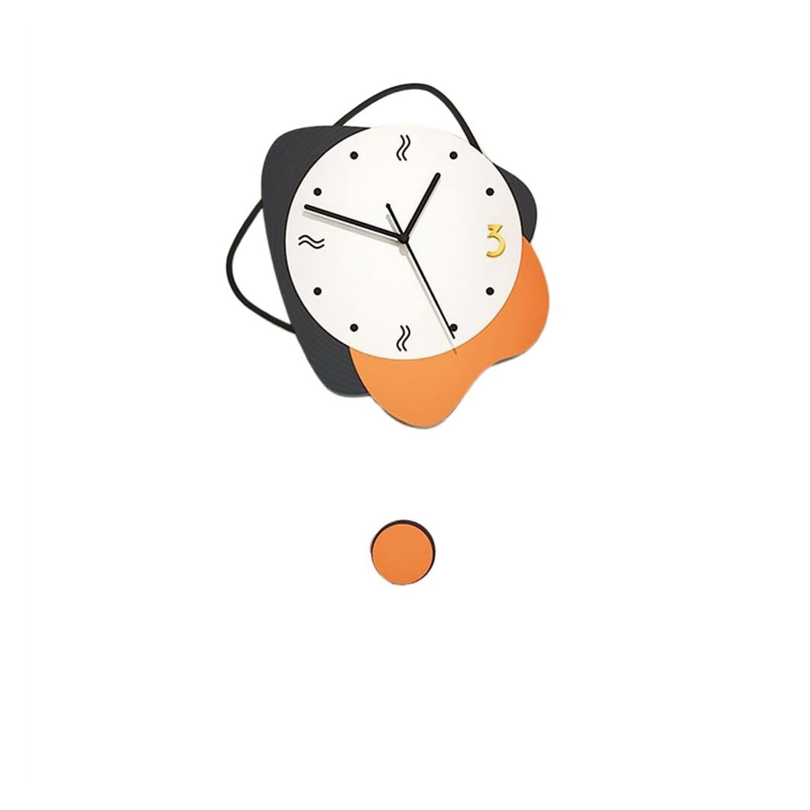 Storage Moderno con Péndulo, Reloj de Pared Silencioso sin Tictac, Decorativo para Sala, Oficina, Cocina, Hotel, Funciona con Batería, Color Naranja, 35x54 cm