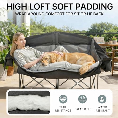 Image of Heavy Duty Double Camping Chair Oversized 2 Person Camp Loveseat