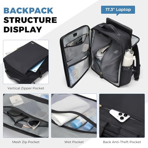 Vacuum Travel Backpack with Air Pump, 38L Expandable Air Compression System Water Resistant Luggage for Women & Men, Fits 17.3 Inch Notebook, Multi-Compartment Design for Travel - Vacuum Pump Included4