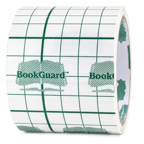 BookGuard 3" Clear Repair Tape, Acid-Free Archival-Safe Vinyl Mending Roll with Grid Liner for Spines, Covers, Hinges, Library Conservation & Restoration, 10 Yards