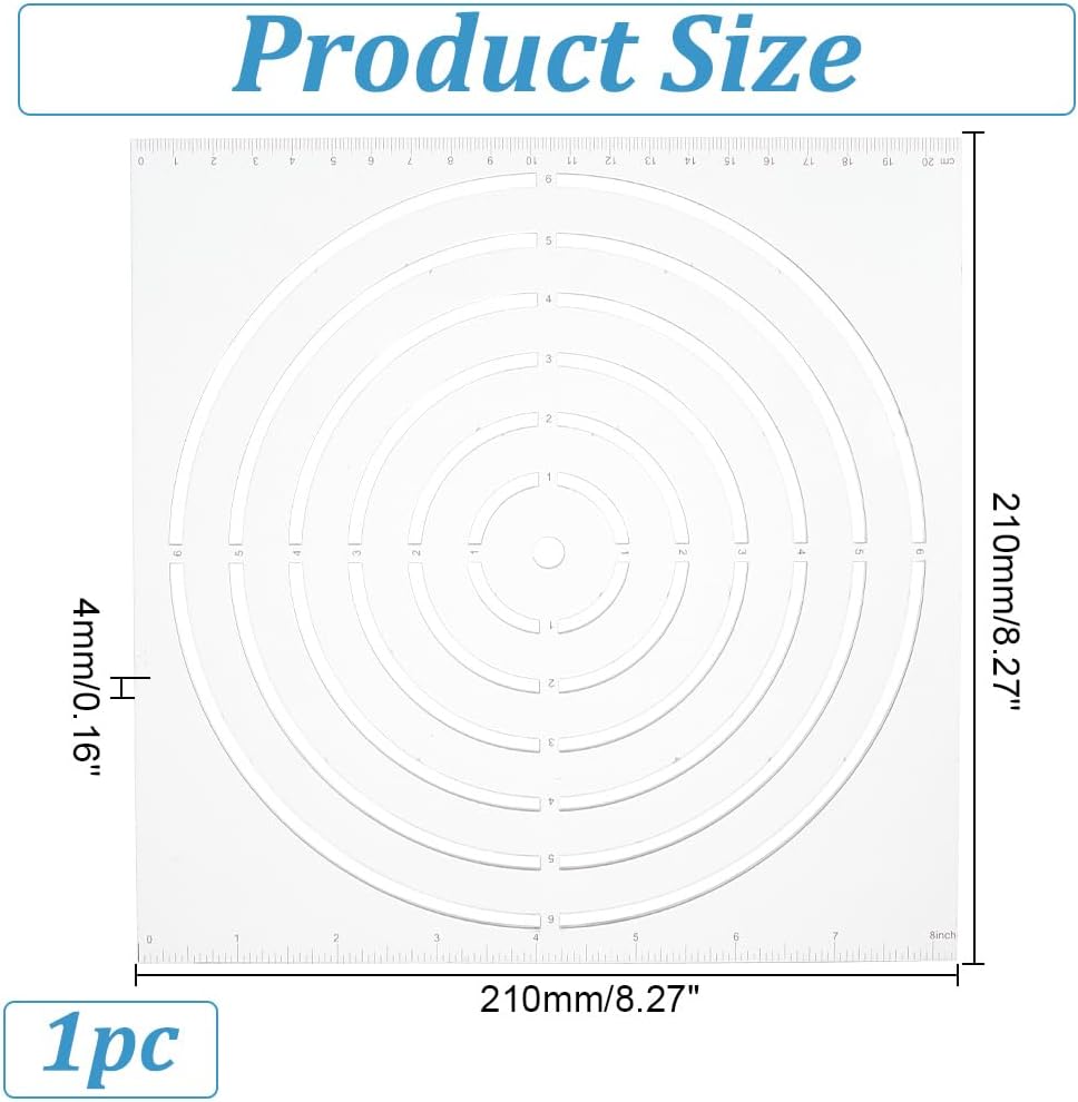 Clear Acrylic Quilting Templates 8.27 Inch Round Patchwork Ruler Circles Stencils Multi Function Circle Stencils for DIY Sewing Cutting Fabrics Crafts Design