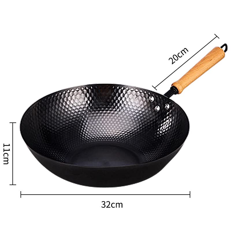 Wok de acero con mango desmontable de madera, 32 cm miniatura 2