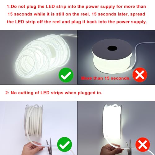 Image of BENLUN AC 110V COB LED Strip Lights 98.4ft, 6000K Cool White LED Rope Light Outdoor Waterproof, 10W /M CRI 90+ Flexible Cuttable, for Bedroom, Living Room, Garden, Commercial, House