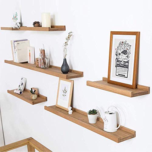 Inman Home - Estante flotante de madera de roble macico, con soporte...