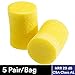 3M Ear Plugs, 5 Pairs/Poly Bag, E-A-R Classic VP312-1201, Uncorded, Disposable, Foam, NRR 29, For Drilling, Grinding, Machining, Sawing, Sanding, Welding