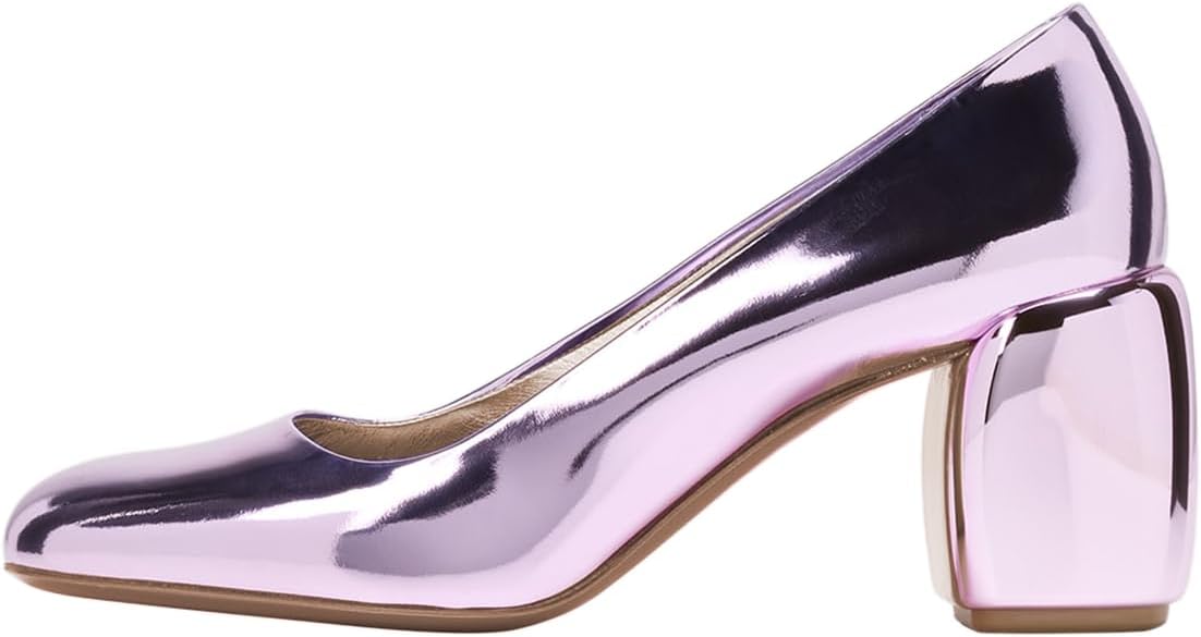 YDN Women Cute Round Toe Pumps Slip On Chunky Block Mid Heels Comfy Daily Outfit Dress Prom Party Shoes Size 4-16 US