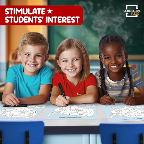 Scribbledo US MAP SHEETS Map Practice Sheets 11 Inchx14 Inch Map Of The United States Dry Erase Sheets Homeschool Supplies United States Map Teacher Students Classroom Pack Of 10 Sheets thumb #2