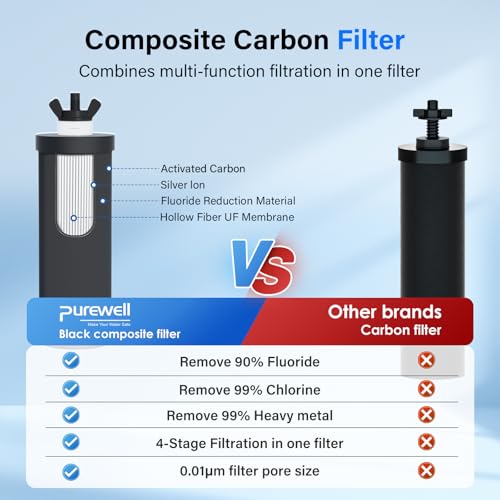 Image of Purewell 7-Stage 0.01μm Ultra-Filtration Alkaline Water Filter System with 4 Filters, Metal Water Level Spigot and Stand, 304 Stainless Steel, Reduce Fluoride & Chlorine, pH 8-9, 2.25G, PW-OB-FT