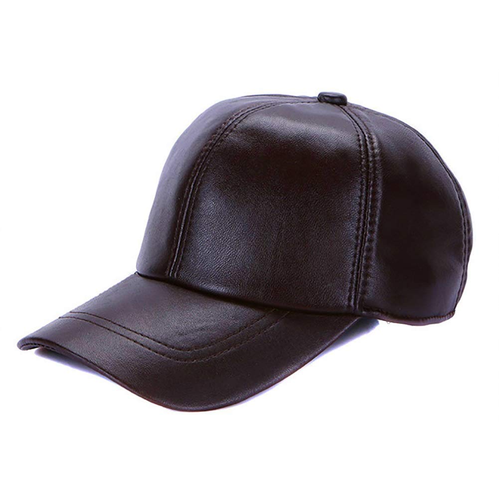 Generico Cappelli Invernali, Berretto da Baseball in Vera Pelle per Anziani, Cappello Hip Hop in Montone, Taglia Regolabile, Inverno 55-60 cm (Marrone A) (Marrone A)