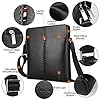 YumSur Mens Shoulder Bag, Genuine Leather Messenger Handbag Crossbody Bag for Men Purse iPad Bag for Business Office Work School with Adjustable Strap Black #3
