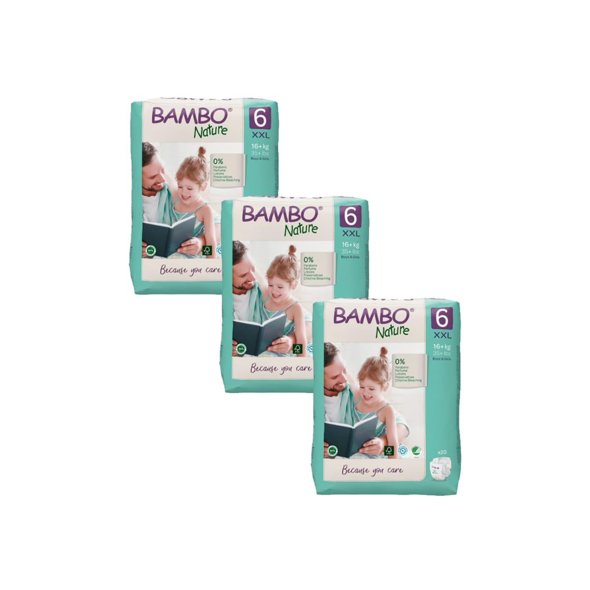 Premium Baby Tape Diapers for Kids XXL Size (16+ Kgs) - Super Absorbent, Breathable, Extra Soft, Dermatologically Tested Toddler Nappies, Bamboo Diaper With Wetness Indicator, 60 Count (20 Count, Pack of 3)