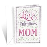 Prime Greetings Mom Valentine's Day Card, Made in America, Eco-Friendly, Thick Card Stock with Premium Envelope 5in x 7.75in, Packaged in Protective Mailer (Embroidery)