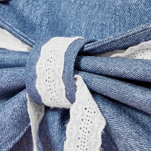 Bow Purse Lace Denim Bow Purse Jean Shoulder Bag with Zipper Lightweight Chic Trendy Gifts for Women2