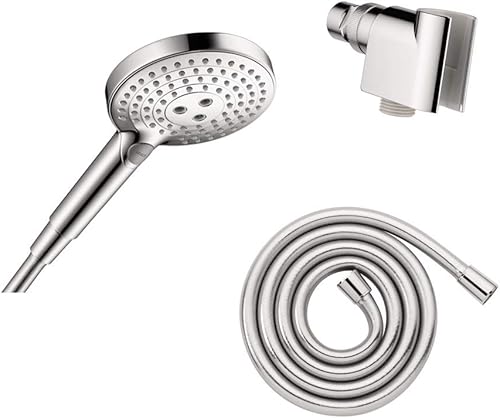hansgrohe Raindance Select S 04913000 - Juego de cabezal de ducha de mano ajustable de 5 pulgadas, moderno, 3 pulverizadores para lluvia, completo y