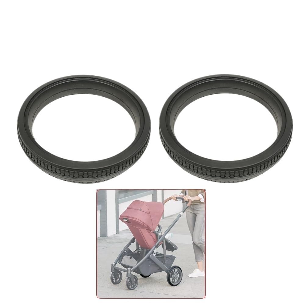 Stroller Wheel Tire Each for Uppababy Cruz V1/V2 Buggy Front Or Rear Tyre Cover PU Tubeless Direct Replacement Baby Accessories(2 Rear-Cruz V2)
