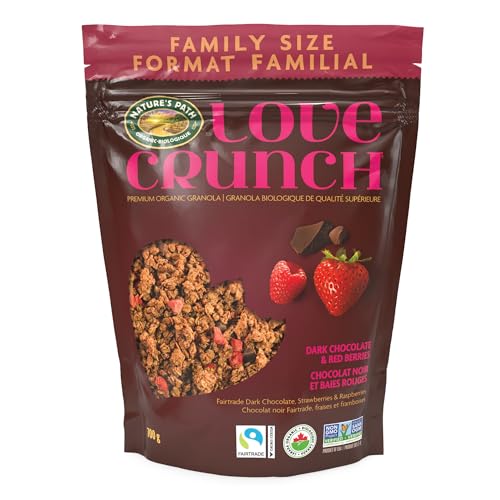 Love Crunch Organic Dark Chocolate & Red Berries Granola, 700 g (Pack of 1), Non-GMO, Fair Trade, by Nature’s Path