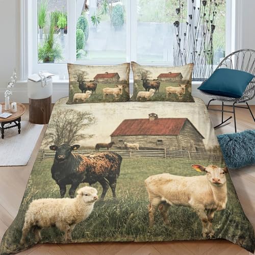 Parure de lit animaux de la ferme 200x200 microfibre housse de couette