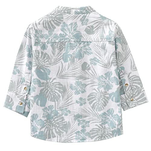 Image of MOMOLAND Little Big Boys Long Sleeve Woven Cotton Button Down Linen Design Shirt Solid Printed