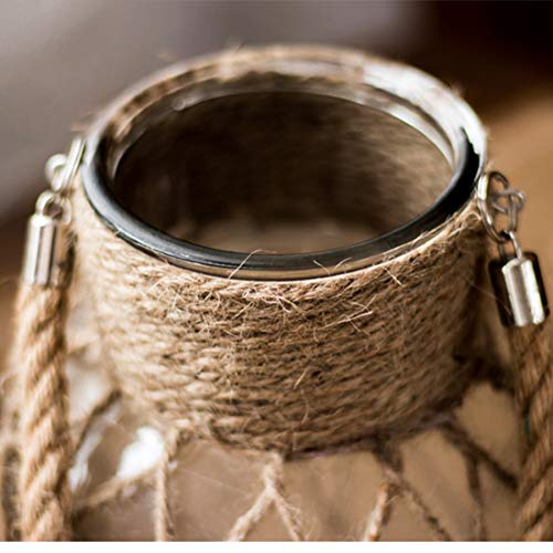 Hemp Rope Glass Vase,Creative Rope Net Vase Antique Hanging Glass Vase