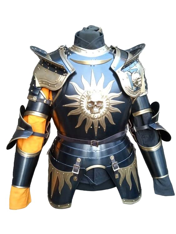 Black Knight Half Suit of Armor SCA LARP Medieval Decorative Armour Set Halloween Costume