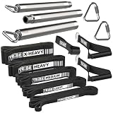 Long Resistance Bands Set with Handles, Door Anchor, Bar, 5 Pull Up Bands