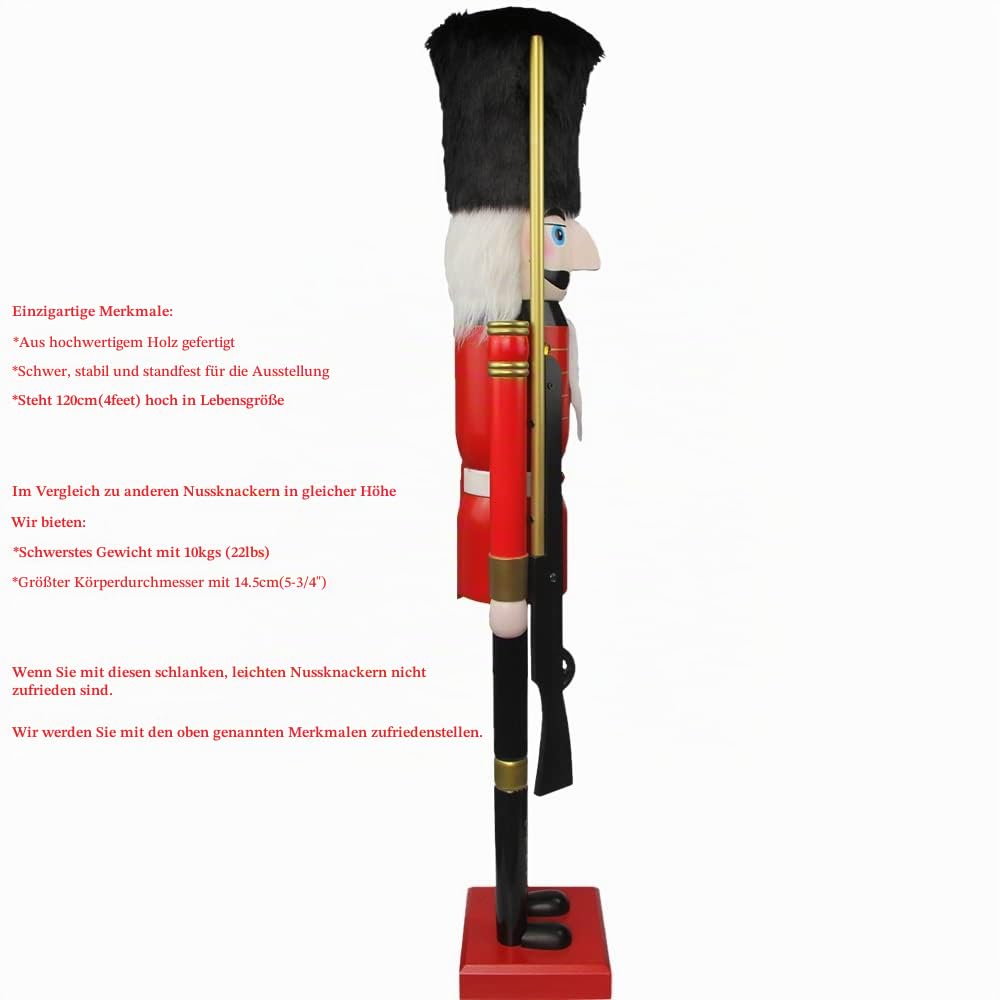 4-Füße/5-Feet/6-Feet Riesen Holz Nussknacker König/Soldier - Rot