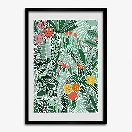 Cadre en bois MDF 50x70 cm fleurs tropicales de qualité supérieure