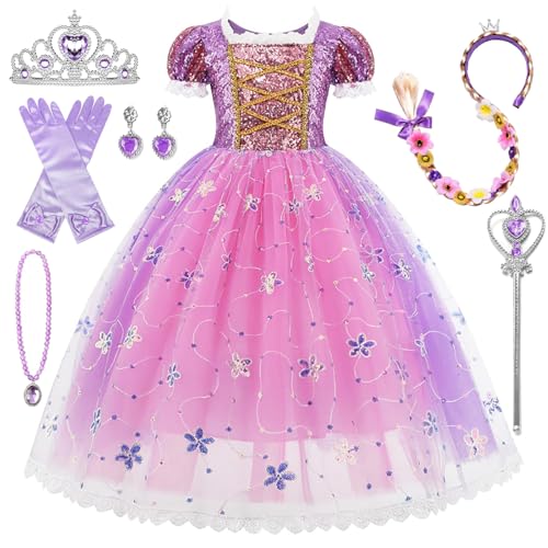 Robe de princesse violette confortable sans démangeaison pour déguisement halloween enfants 100
