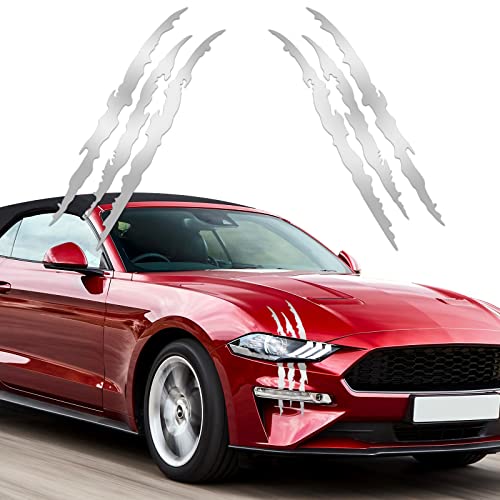 iwannachange 2pcs Monster Claw Marks Headlight Car Sticker Stripes Scratch Decal Vinyl for Sports Cars SUV Pickup Truck Window Motorcycles ect(Metallic Silver)