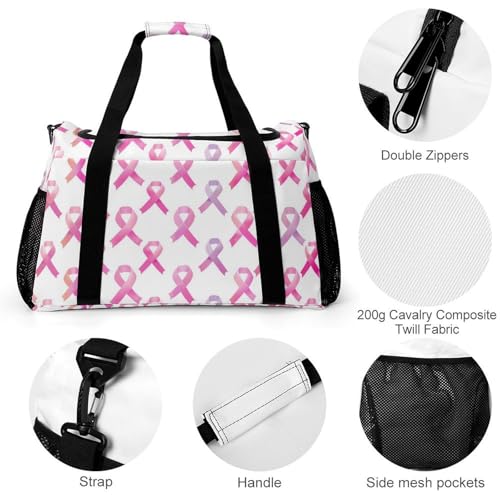 Breast Cancer Ribbon Gym Bag Travel Duffle Bags Shoulder Carry On Weekender Bag Hangbag for Women Men3