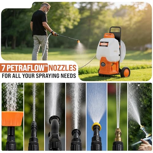 Image of PetraTools Battery Powered Backpack Sprayer w /Cart & 100ft Commercial Hose