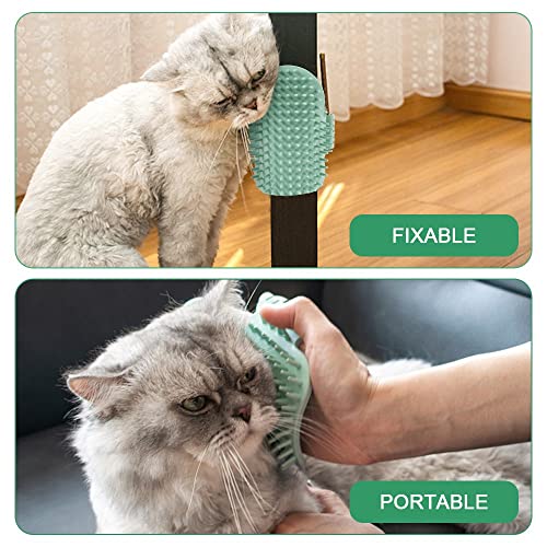 Image of MiOYOOW Cat Self Groomer, Soft Elastic Corner Massage Combs Brush for Cat Grooming Bathing Cleaning Relaxing, Green, Hair Brush for Cats of All Ages