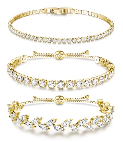 【Materiali di Qualità】 I braccialetti da tennis sono realizzati in rame di alta qualità + materiale Cubic Zirconia, leggeri e splendidi, non contengono nichel, piombo o cadmio, non sono facili da danneggiare o sbiadire, ti offrono una finitura duratura e non irritano la pelle. Pavé di strass chiari e brillanti, che brillano meravigliosamente alla luce.