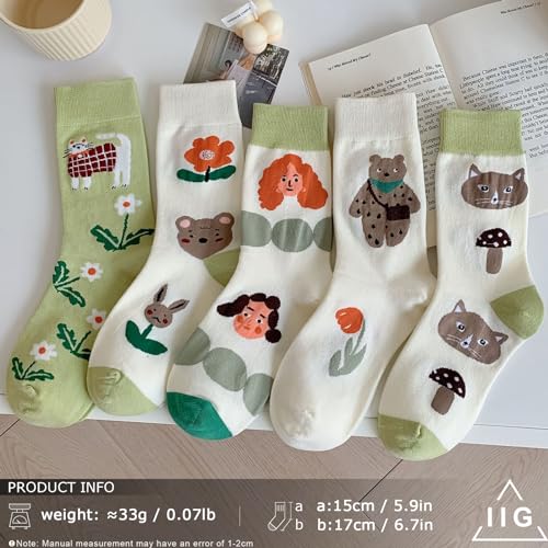 Image of IIG Women's Fashion Cute Cotton Socks Novelty Funny Above Ankle Crew Socks Holiday Gifts for Women 4 /5 Pairs